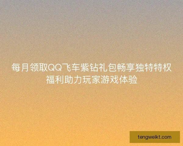 每月领取QQ飞车紫钻礼包畅享独特特权福利助力玩家游戏体验