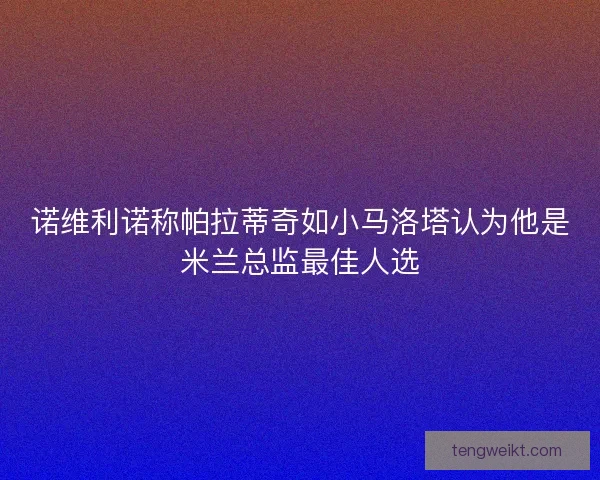 诺维利诺称帕拉蒂奇如小马洛塔认为他是米兰总监最佳人选